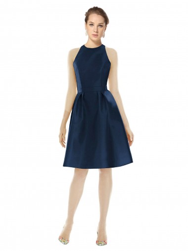 Sleeveless Halter Neck A-Line Satin Bridesmaid Dress Worcester