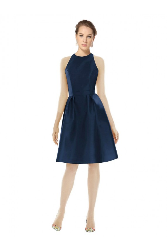 Sleeveless Halter Neck A-Line Satin Bridesmaid Dress Worcester