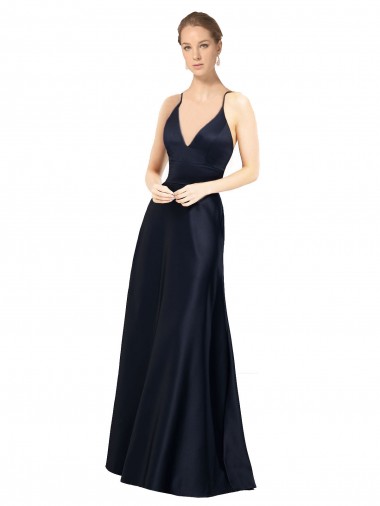 Sleeveless Spaghetti Straps A-Line Satin Prom Dress / Bridal Party Dress Worcester