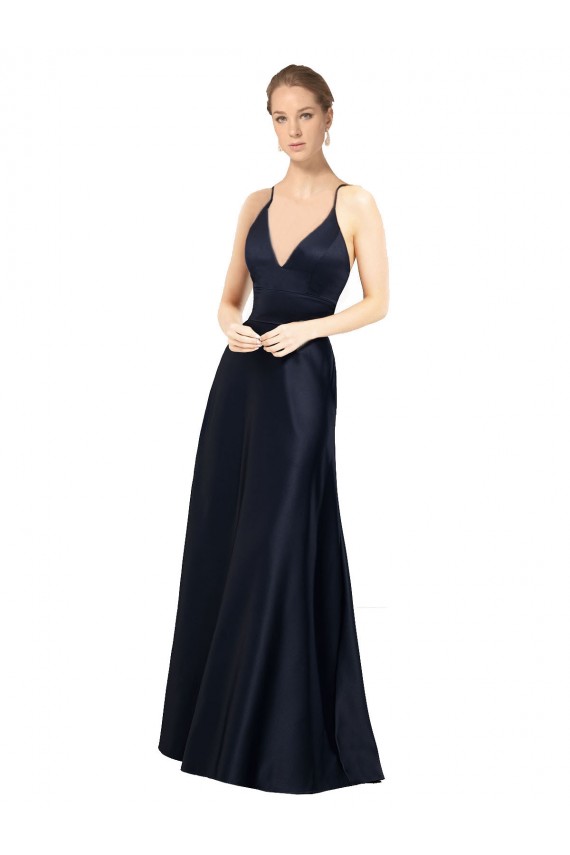 Sleeveless Spaghetti Straps A-Line Satin Prom Dress / Bridal Party Dress Worcester