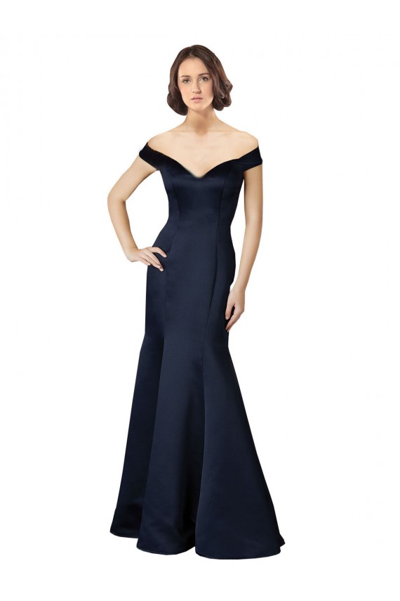 Cap Sleeves Off the Shoulder Mermaid Satin Prom Dress / Bridesmaid Dress Worcester