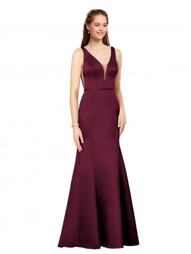 V-Back Sleeveless V-Neck Sheath Satin Formal Evening Gown / Prom Dress / Bridesmaid Dress Worcester