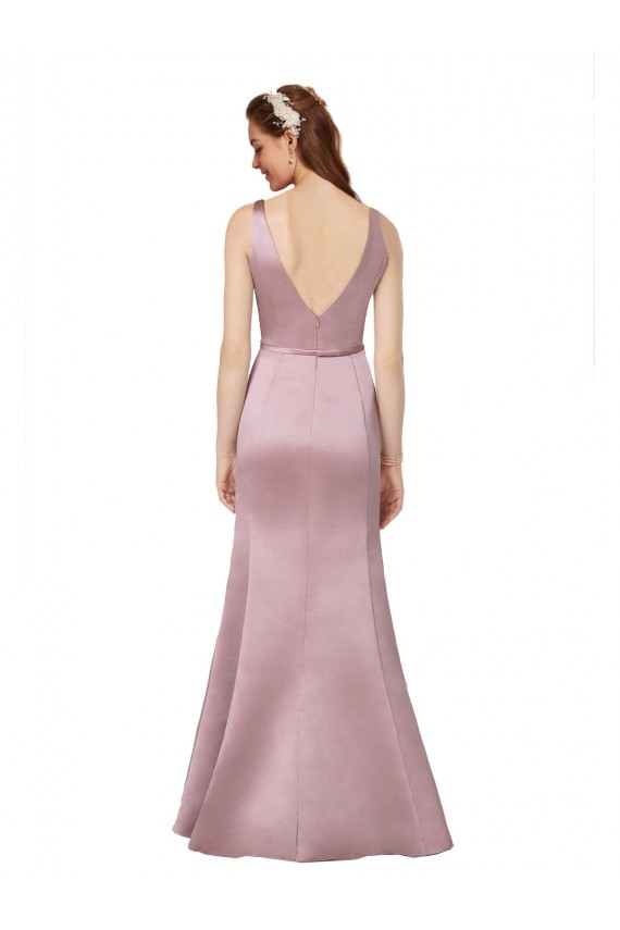 V-Back Sleeveless V-Neck Sheath Satin Formal Evening Gown / Prom Dress / Bridesmaid Dress Worcester