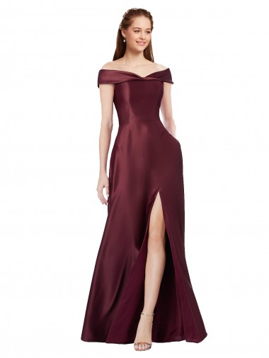 Cap Sleeves Off the Shoulder A-Line Satin Black Tie Evening Gown / Prom Dress / Bridesmaid Dress Worcester