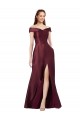 Cap Sleeves Off the Shoulder A-Line Satin Black Tie Evening Gown / Prom Dress / Bridesmaid Dress Worcester