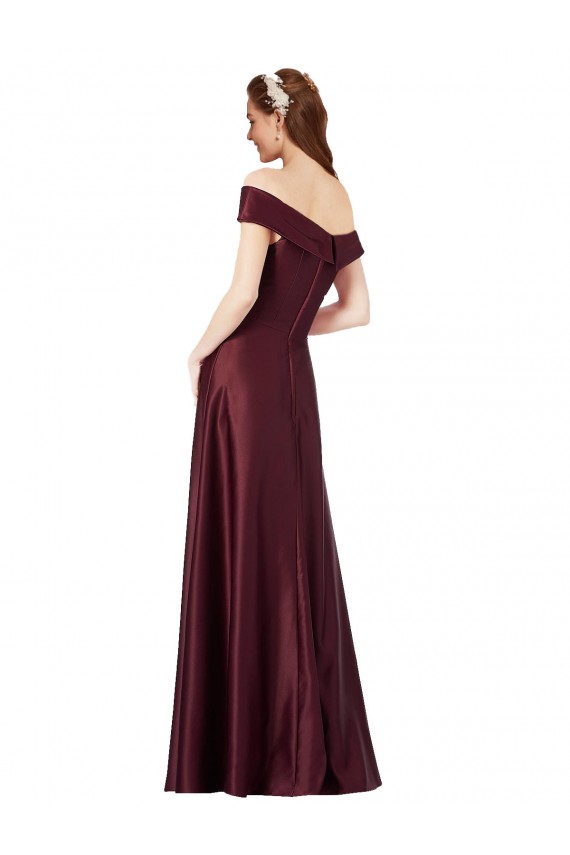 Cap Sleeves Off the Shoulder A-Line Satin Black Tie Evening Gown / Prom Dress / Bridesmaid Dress Worcester
