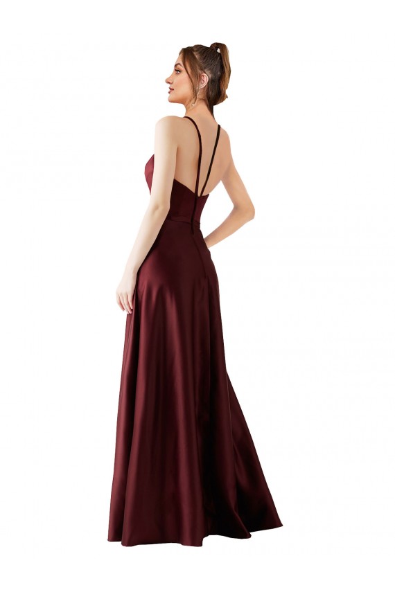 Sleeveless Halter Neck A-Line Satin Prom Dress / Bridesmaid Dress Worcester