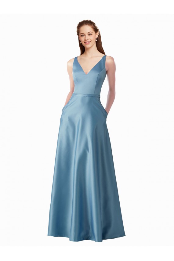 Sleeveless High Neck A-Line Satin Black Tie Prom Dress / Bridesmaid Dress Worcester