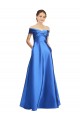 Sleeveless Off the Shoulder A-Line Satin Black Tie Evening Gown / Prom Dress / Bridesmaid Dress Worcester