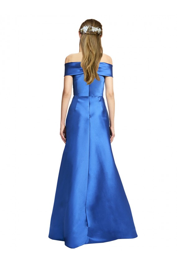 Sleeveless Off the Shoulder A-Line Satin Black Tie Evening Gown / Prom Dress / Bridesmaid Dress Worcester