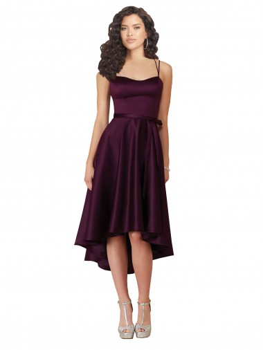 Criss Cross Back Sleeveless Sweetheart A-Line Satin High Low Prom Dress / Bridesmaid Dress Worcester