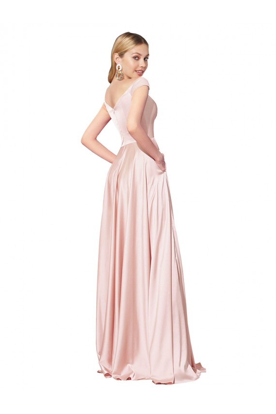 Sleeveless Off the Shoulder A-Line Satin Formal Evening Gown / Prom Dress / Bridesmaid Dress Worcester