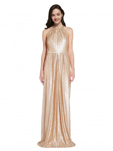 Sleeveless Halter Neck Sheath Sequin Formal Evening Gown / Prom Dress / Bridesmaid Dress Worcester