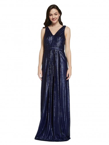 V-Back Sleeveless V-Neck Sheath Sequin Formal Evening Gown / Prom Dress / Bridesmaid Dress Worcester