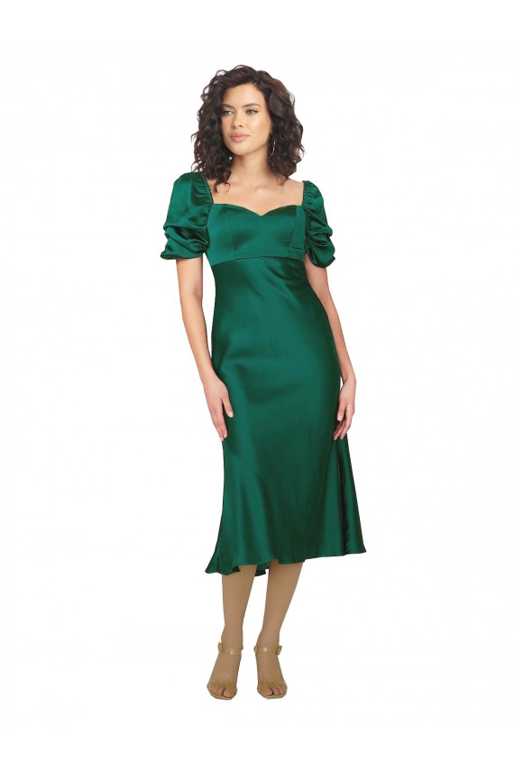 Low Back Short Sleeves Sweetheart A-Line Silk like Satin Formal Evening Gown / Prom Dress / Bridesmaid Dress Worcester