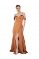 Low Back Cold Shoulder Spaghetti Straps A-Line Silk like Satin Formal Evening Gown / Prom Dress / Bridesmaid Dress Worcester