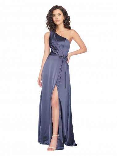 Dusk Sleeveless One Shoulder A-Line Silk like Satin Formal Evening Gown / Prom Dress / Bridesmaid Dress Worcester