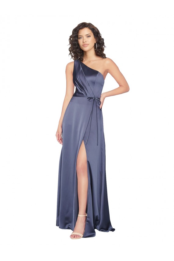 Dusk Sleeveless One Shoulder A-Line Silk like Satin Formal Evening Gown / Prom Dress / Bridesmaid Dress Worcester