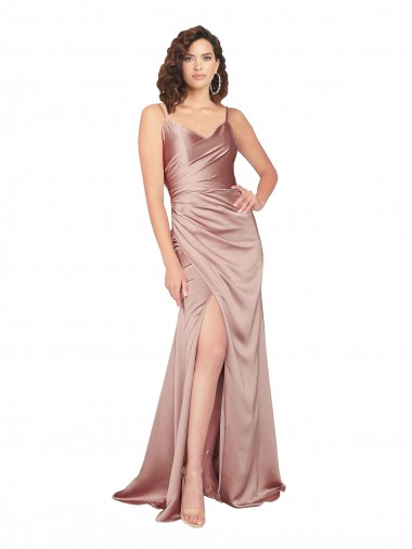 V-Back Sleeveless V-Neck Sheath Silk like Satin Black Tie Evening Gown / Prom Dress / Bridesmaid Dress Worcester