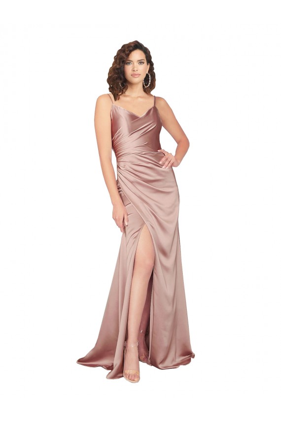 V-Back Sleeveless V-Neck Sheath Silk like Satin Black Tie Evening Gown / Prom Dress / Bridesmaid Dress Worcester