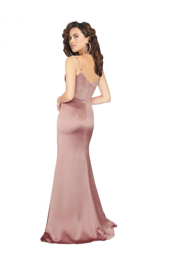 V-Back Sleeveless V-Neck Sheath Silk like Satin Black Tie Evening Gown / Prom Dress / Bridesmaid Dress Worcester