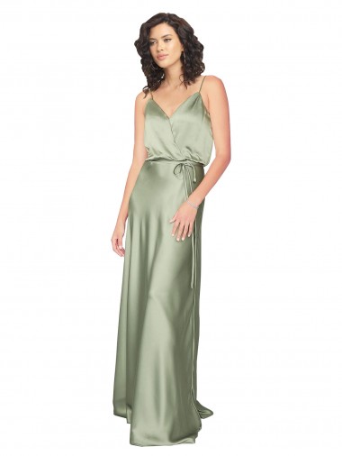 V-Back Sleeveless V-Neck A-Line Silk like Satin Formal Evening Gown / Bridesmaid Dress Worcester