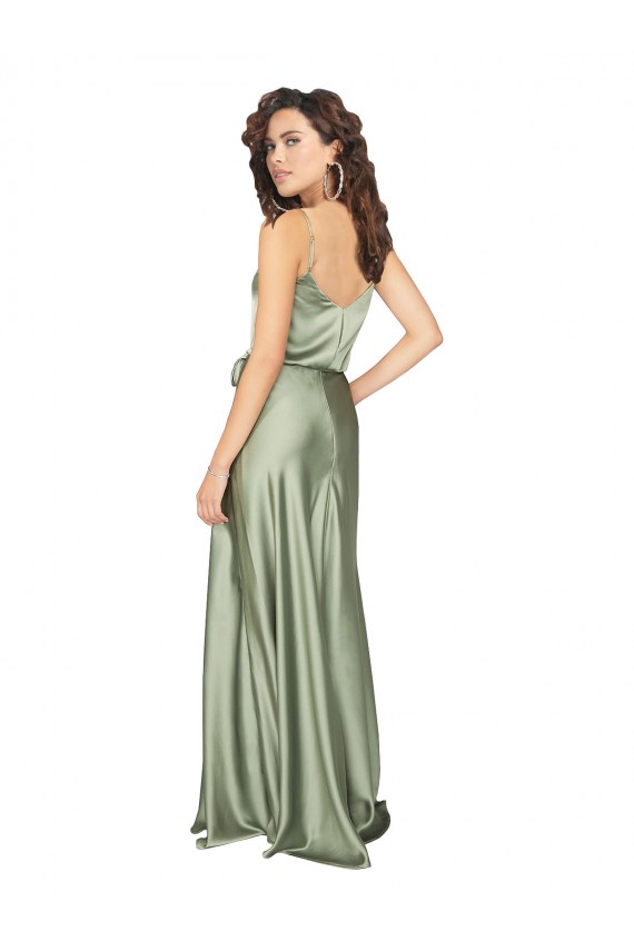 V-Back Sleeveless V-Neck A-Line Silk like Satin Formal Evening Gown / Bridesmaid Dress Worcester