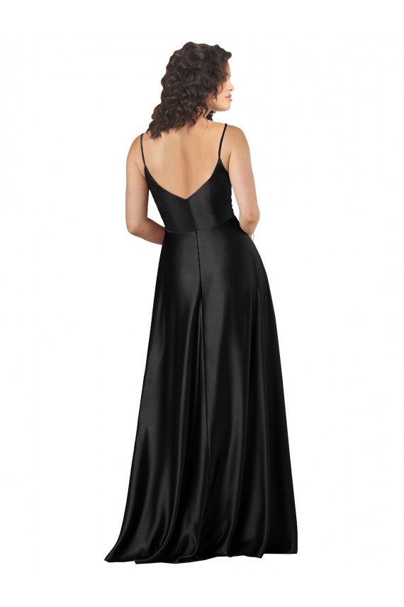 Low Back Sleeveless V-Neck A-Line Silk like Satin Formal Dress / Bridesmaid Dress Worcester