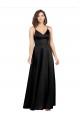 V-Back Black Sleeveless V-Neck A-Line Silk like Satin Formal Evening Gown / Prom Dress / Bridesmaid Dress Worcester