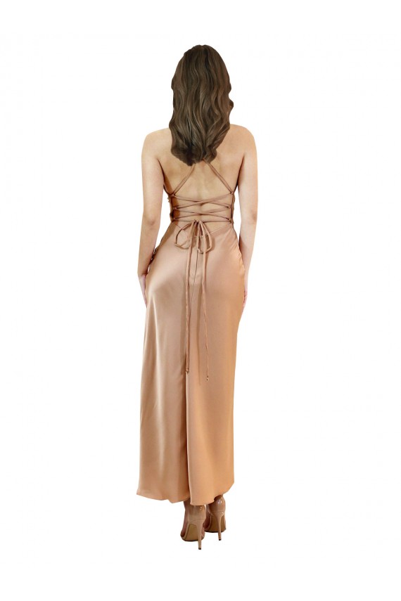 Low Back Sleeveless Cowl Neck Sheath Silk like Satin Formal Evening Gown / Prom Dress / Bridesmaid Dress Worcester