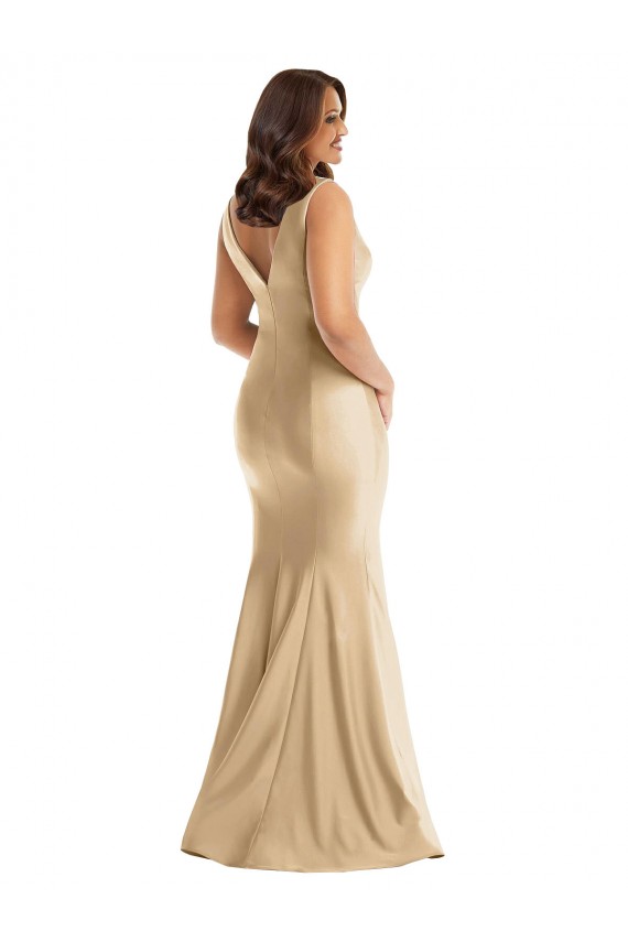 V-Back Sleeveless V-Neck Mermaid Silk like Satin Formal Plus Size Evening Gown / Prom Dress / Bridesmaid Dress Worcester