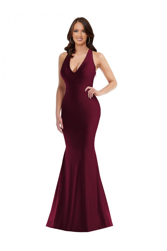 Open Back Sleeveless V-Neck Mermaid Silk like Satin Formal Plus Size Evening Gown / Prom Dress / Bridesmaid Dress Worcester