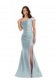Light Sky Blue Sleeveless One Shoulder Mermaid Silk like Satin Formal Evening Gown / Prom Dress / Bridesmaid Dress Worcester
