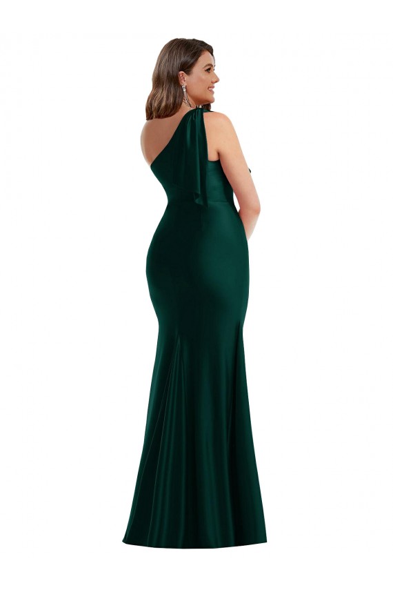Ever Green Sleeveless One Shoulder Mermaid Silk like Satin Formal Plus Size Evening Gown / Prom Dress / Bridesmaid Dress Worcester
