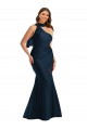 Dark Navy Sleeveless One Shoulder Mermaid Silk like Satin Formal Plus Size Evening Gown / Prom Dress / Bridesmaid Dress Worcester