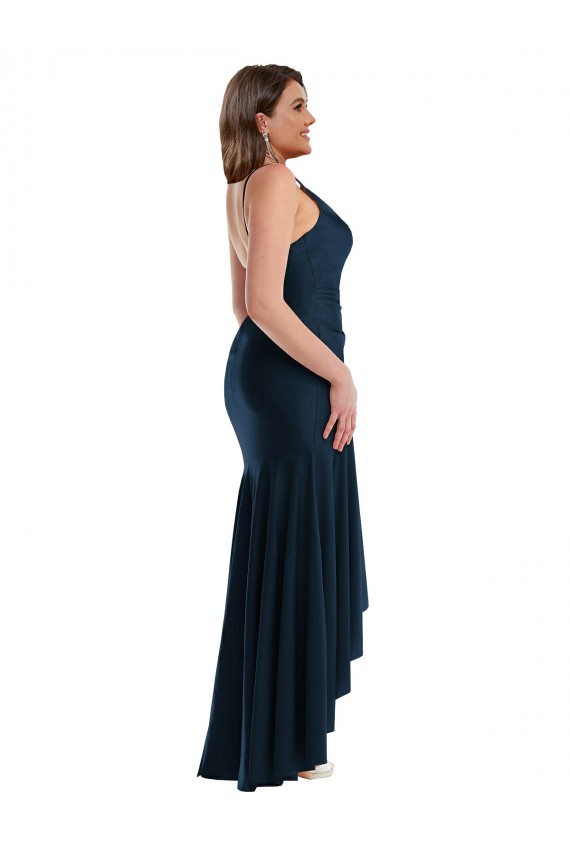 Sleeveless Spaghetti Straps Mermaid Silk like Satin High Low Plus Size Evening Gown / Prom Dress / Bridesmaid Dress Worcester