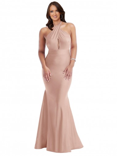 Open Back Sleeveless Halter Neck Mermaid Silk like Satin Formal Plus Size Evening Gown / Prom Dress / Bridesmaid Dress Worcester