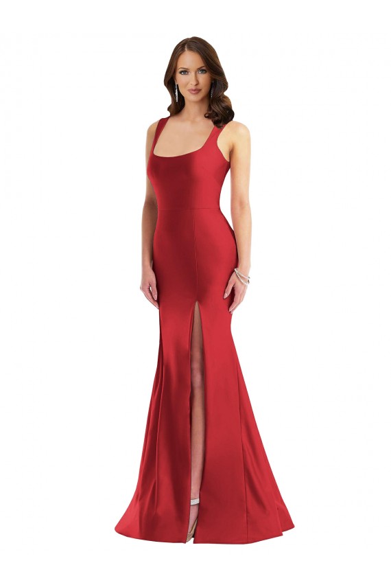 Sleeveless Square Neck Mermaid Silk like Satin Formal Plus Size Evening Gown / Prom Dress / Bridesmaid Dress Worcester