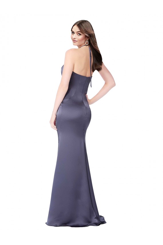 Low Back Sleeveless Halter Neck Mermaid Silk like Satin Formal Evening Gown / Prom Dress / Bridesmaid Dress Worcester