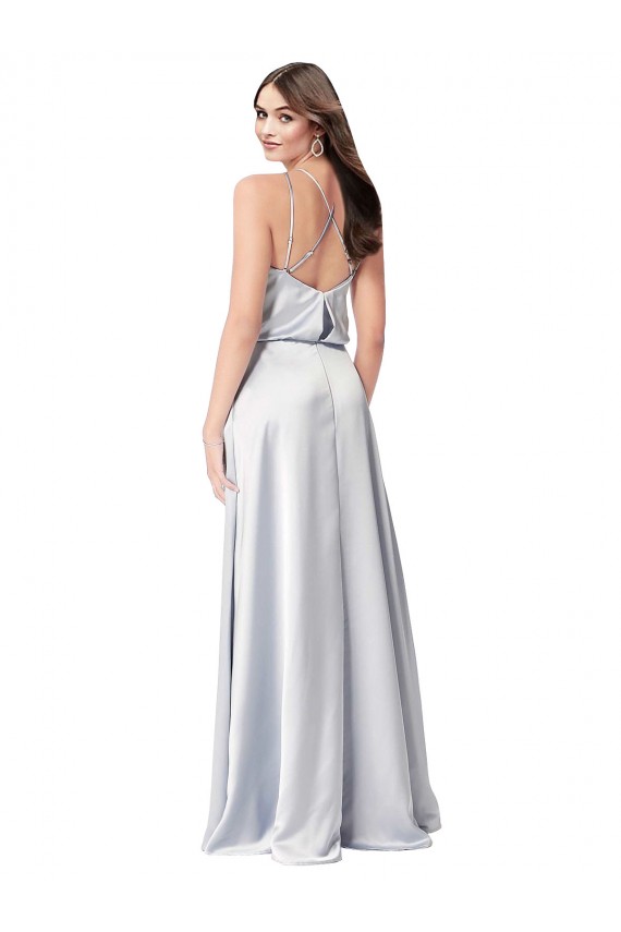 Low Back Sleeveless Halter Neck A-Line Silk like Satin Formal Evening Gown / Bridesmaid Dress Worcester