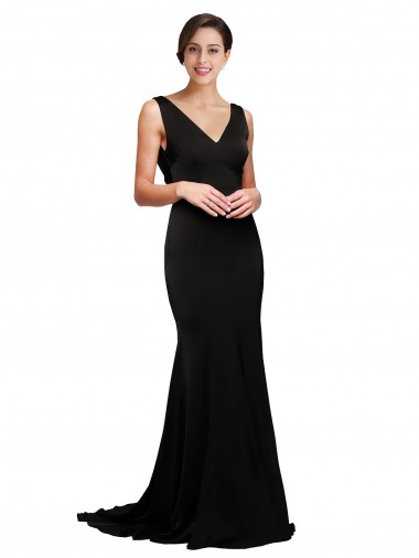 Low Back Sleeveless V-Neck A-Line Silk like Satin Formal Evening Gown / Prom Dress / Bridesmaid Dress Worcester