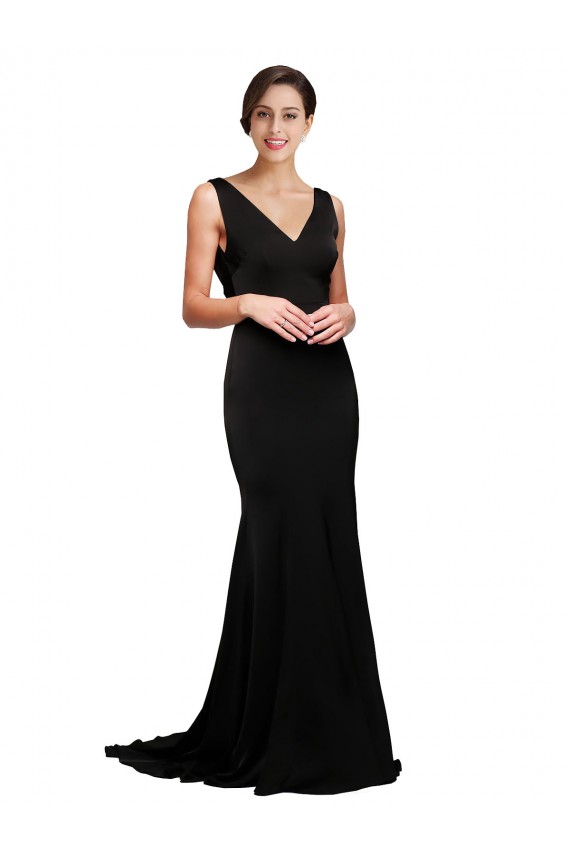 Low Back Sleeveless V-Neck A-Line Silk like Satin Formal Evening Gown / Prom Dress / Bridesmaid Dress Worcester