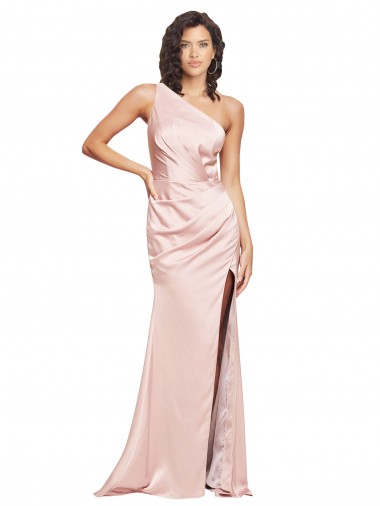 Low Back Sleeveless One Shoulder Sheath Silk like Satin Formal Evening Gown / Prom Dress / Bridesmaid Dress Worcester