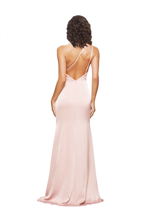 Low Back Sleeveless One Shoulder Sheath Silk like Satin Formal Evening Gown / Prom Dress / Bridesmaid Dress Worcester