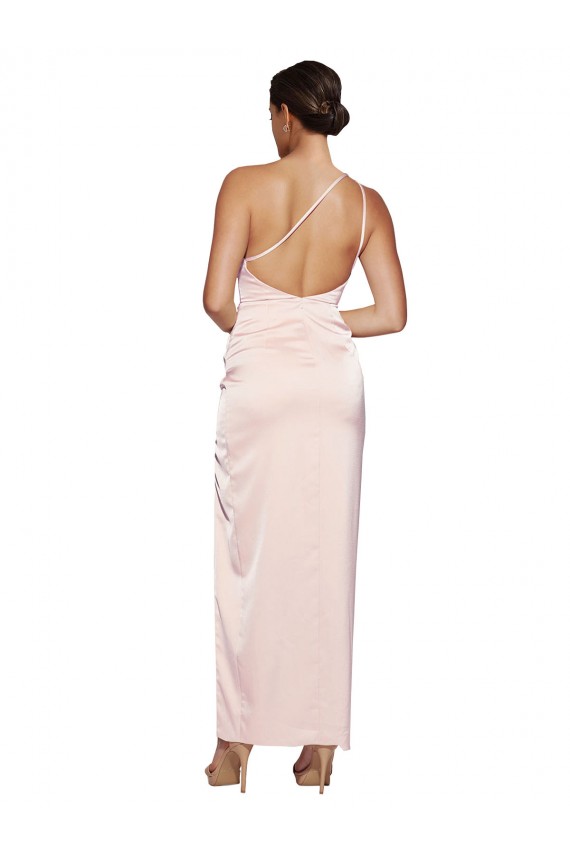 Low Back Sleeveless One Shoulder A-Line Silk like Satin Semi Formal Evening Dress / Prom Dress / Bridesmaid Dress Worcester