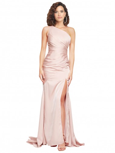 Sleeveless One Shoulder Sheath Silk like Satin Black Tie Evening Dress / Prom Dress / Bridesmaid Dress Worcester