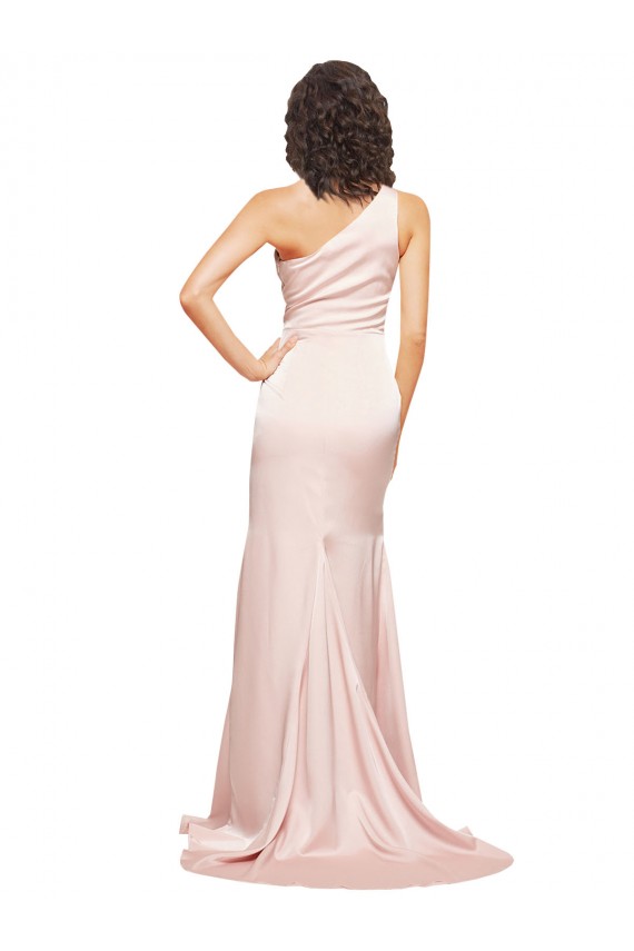 Sleeveless One Shoulder Sheath Silk like Satin Black Tie Evening Dress / Prom Dress / Bridesmaid Dress Worcester