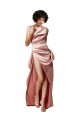 Open Back Sleeveless One Shoulder A-Line Silk like Satin Formal Evening Gown / Prom Dress / Bridesmaid Dress Worcester