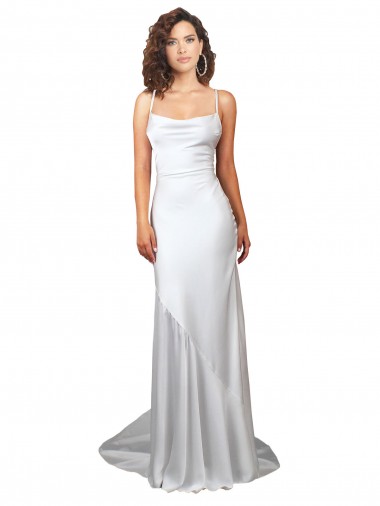 Criss Cross Open Back Sleeveless Cowl Neck Sheath Silk like Satin Beach Wedding Dress Worcester