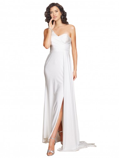Sleeveless One Shoulder A-Line Silk like Satin Wedding Dress Worcester